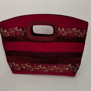 Red Velvet and Sequin Decorated Bag